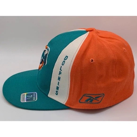 Deadstock Vtg Miami Dolphins Reebok Hat Men 7 1/2 NFL On Field Football 2002 NWT
